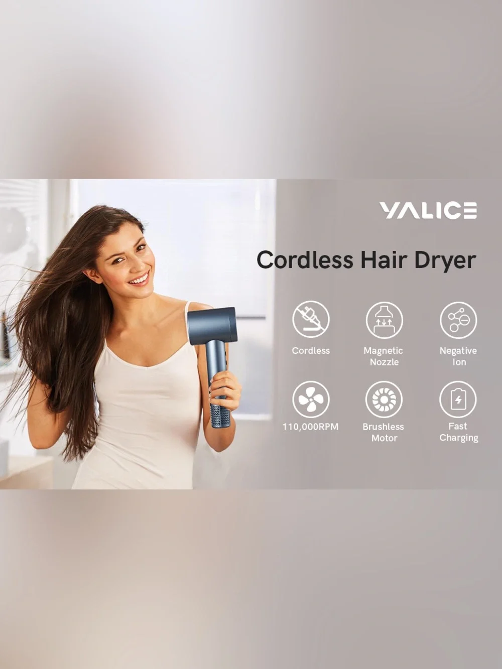 Sleek Blue Ionic Hair Dryer for Women - Lightweight Fast-Dry Styling